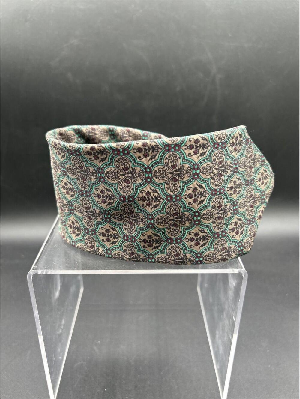 Vintage Monsieur Givenchy Green and Brow 100% Silk Tie, 58”